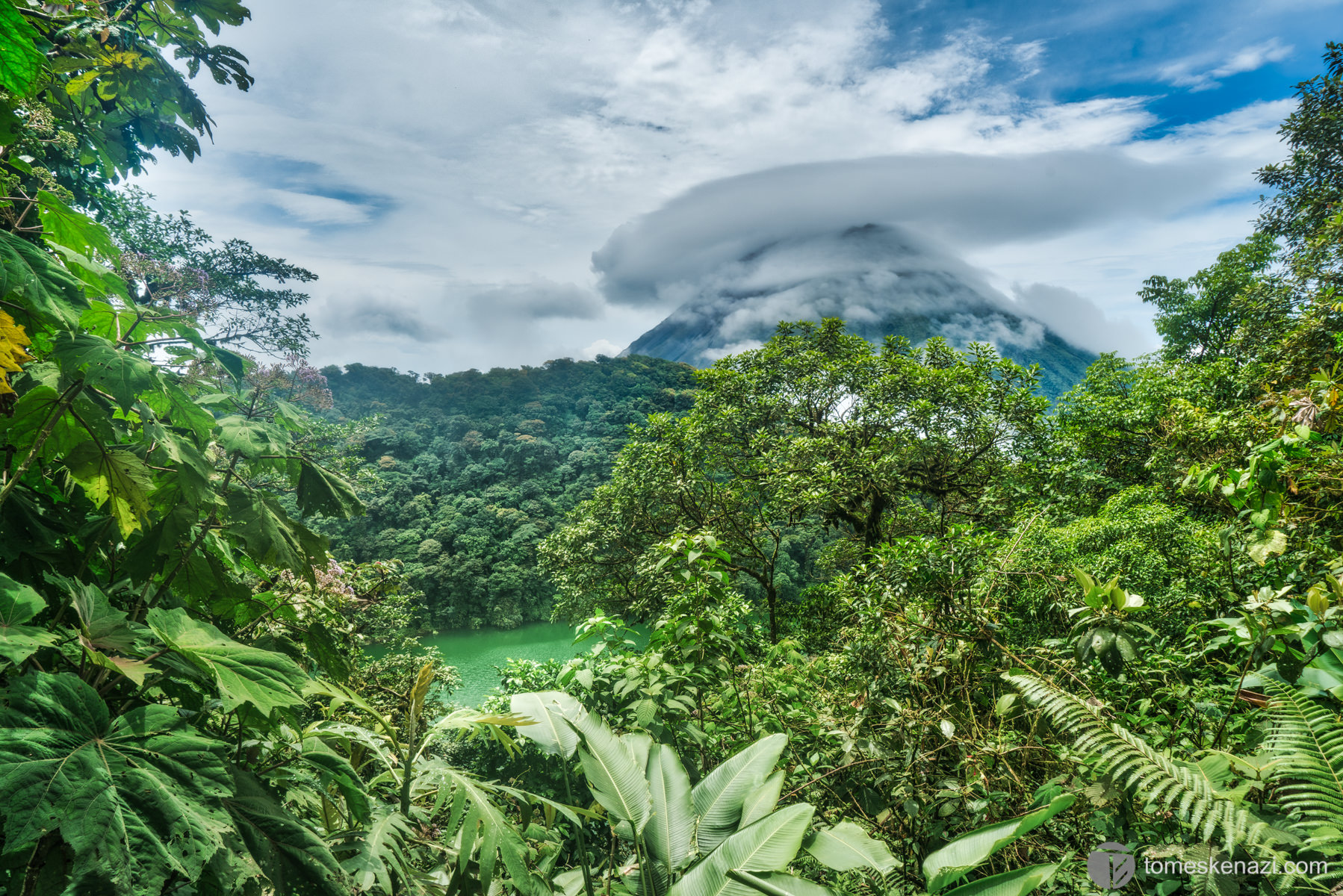 Arenal Volcano and Chato Volcano Laguna, Costa Rica.